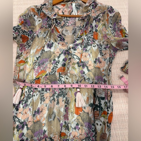 Anthropologie Marais Tiered Floral Chiffon in Owl Print size Small - Picture 12 of 16